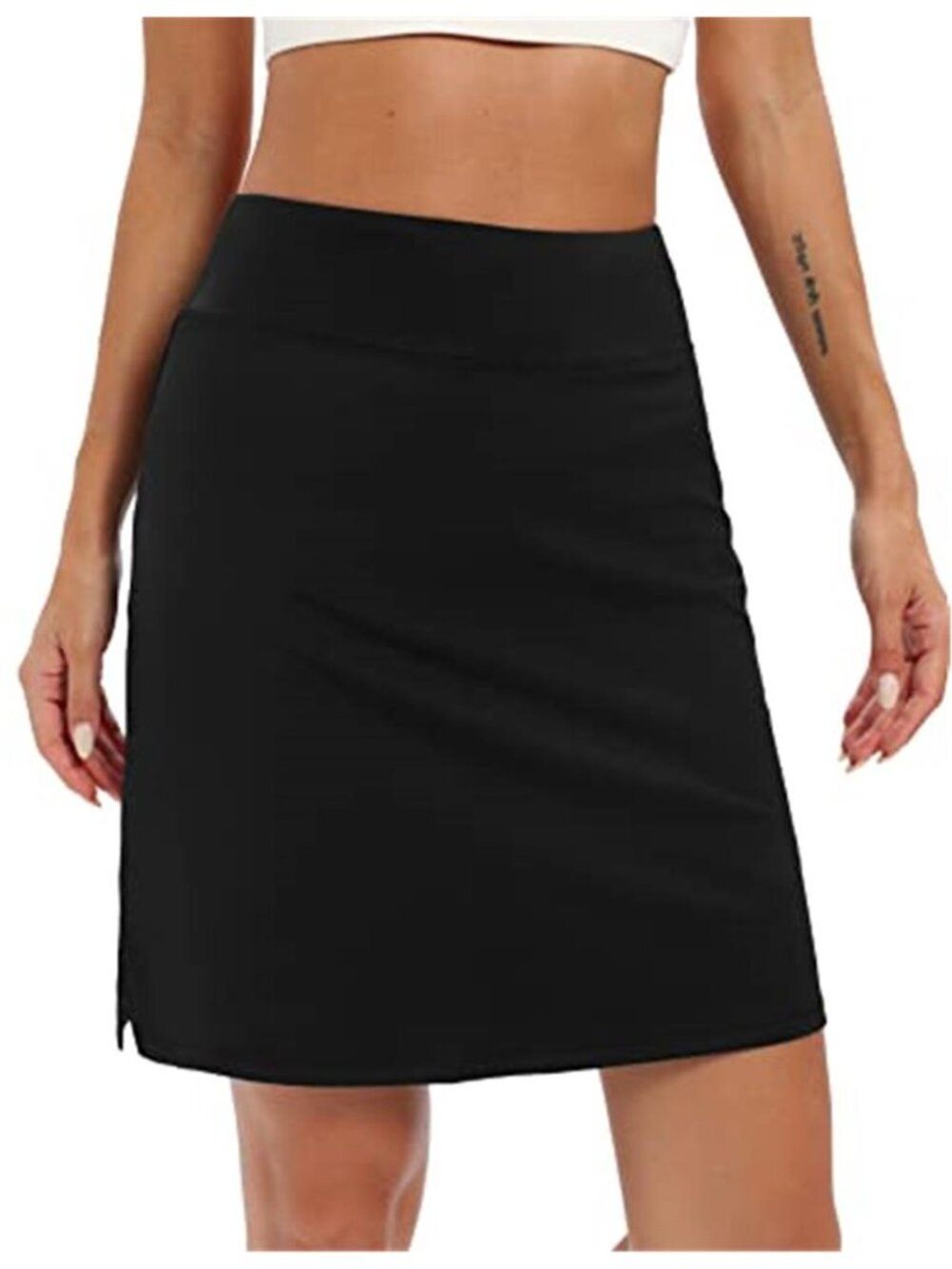 Womens Athletic Skort Knee Length High Waisted Tennis Golf Skirt Shorts Pockets